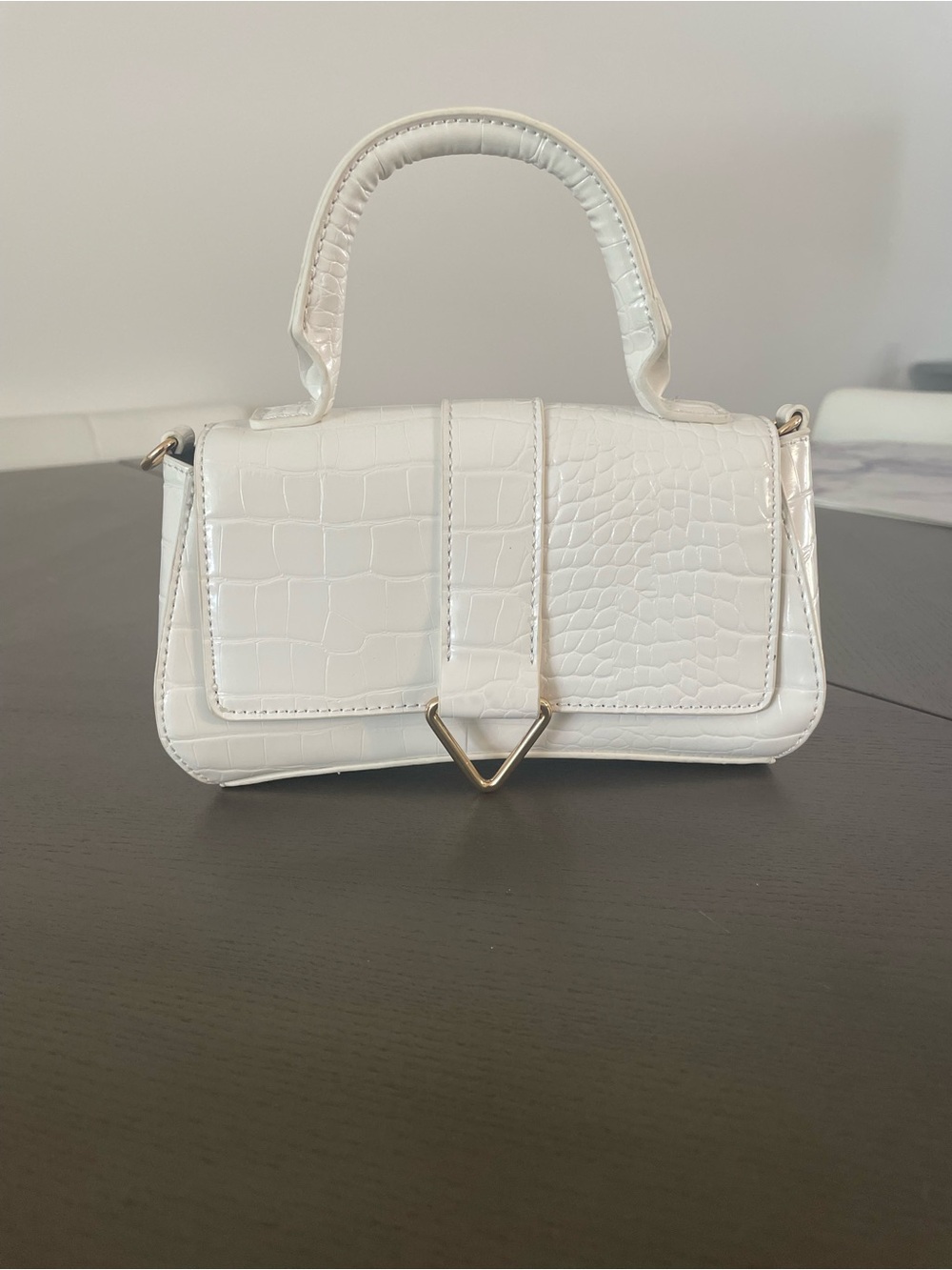 ASOS White Croc-Embossed Top Handle Bag